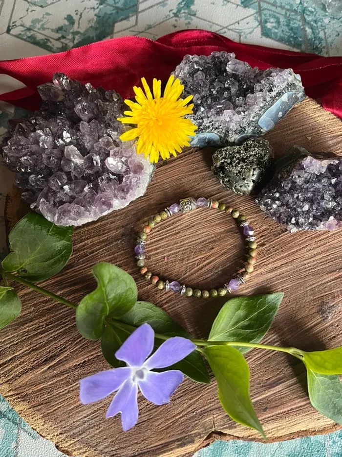 Bracelet en Améthyste et Unakite - photo numéro 2