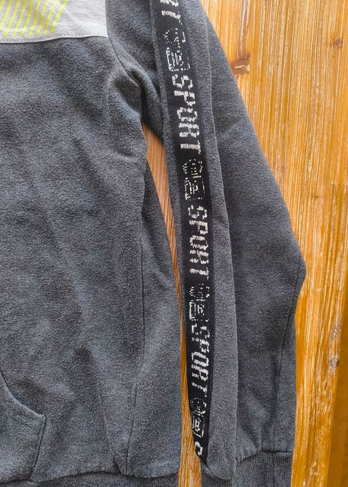 Gilet Zippé Capuche In Extenso 14 ans Sport Gris Jaune Fluo - photo numéro 3