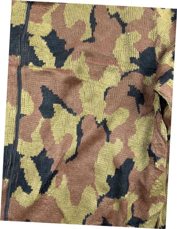 Pull vintage à motif ethnic militaire vert marron - photo numéro 3