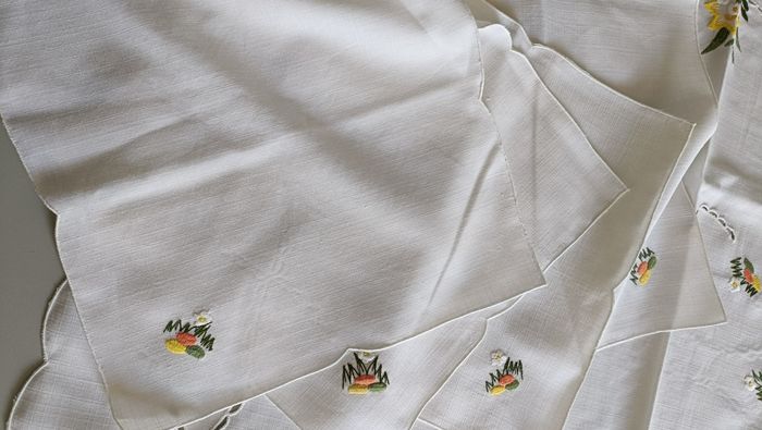 Nappe carrée poussin/Pâques + 4 serviettes - photo numéro 4