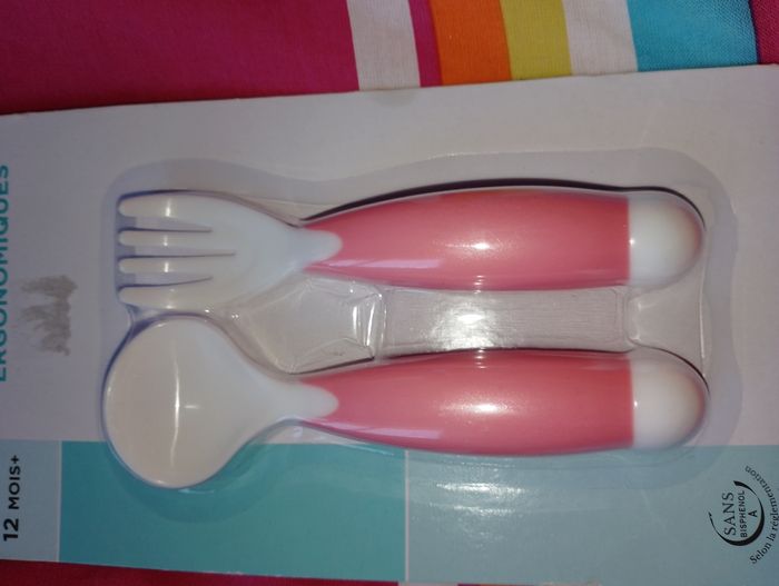 Lot de 2 couverts d'apprentissage ergonomique bébé dès 12 mois - photo numéro 2