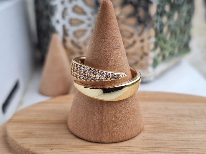 Bague ouverte avec strass design Griffe en Acier Inoxydable Bague de fiançailles pour femmes, Cadeau - photo numéro 4