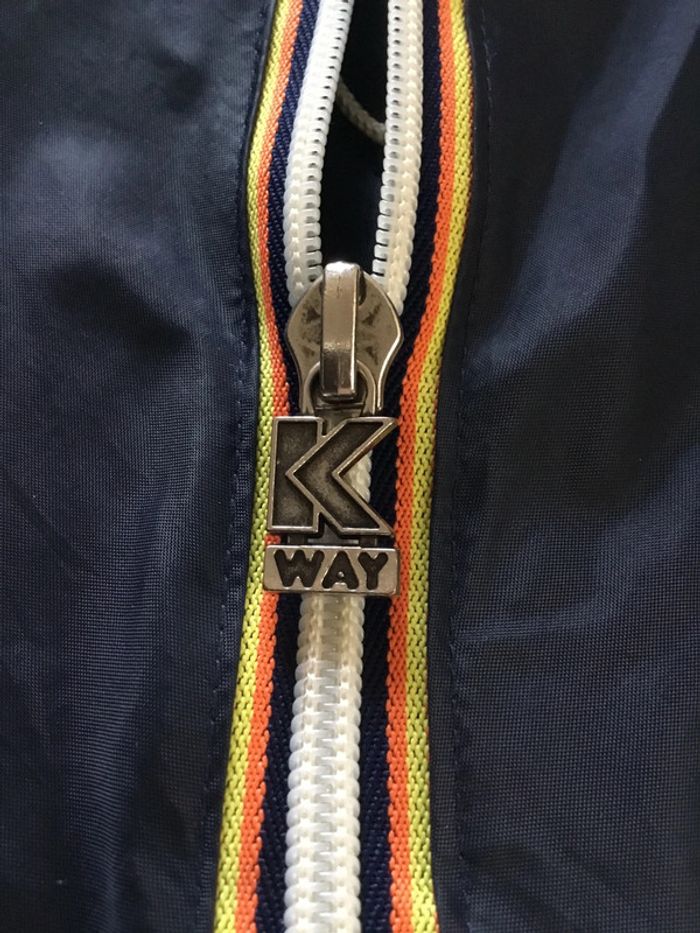 Coupe-vent 1/4zip à capuche pour homme Kway bleu marine fabriqué au Canada taille L 079 - photo numéro 9