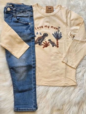 🤩💙 superbe Ensemble teeshirt ml et jeans regular 36mois /3ans garçon 😍💙