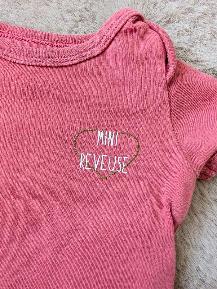 Body mini rêveuse couleur vieux rose marque Vertbaudet 3 mois - photo numéro 3