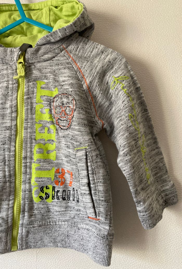 veste gilet à capuche zippé garçon 9 mois - photo numéro 2