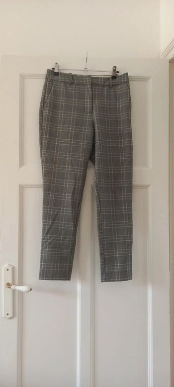 Pantalon droit à carreaux gris blanc noir H&M 38