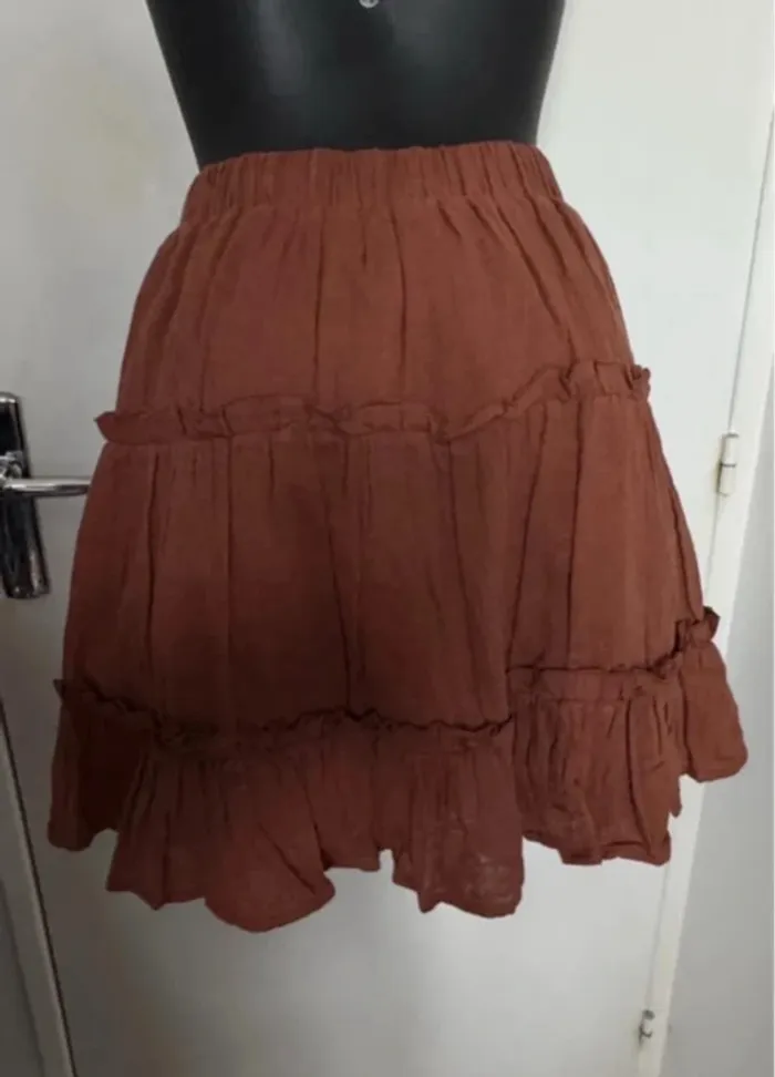 Jupe gase de coton marron camaïeu 36 - photo numéro 4