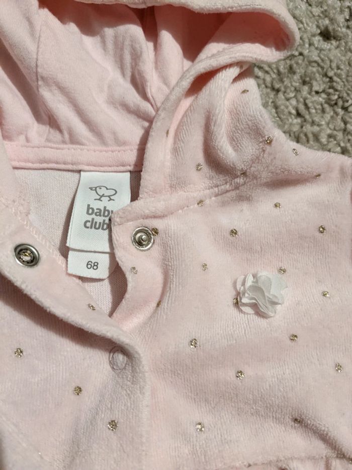 Gilet velours rose pastel et points or - photo numéro 2