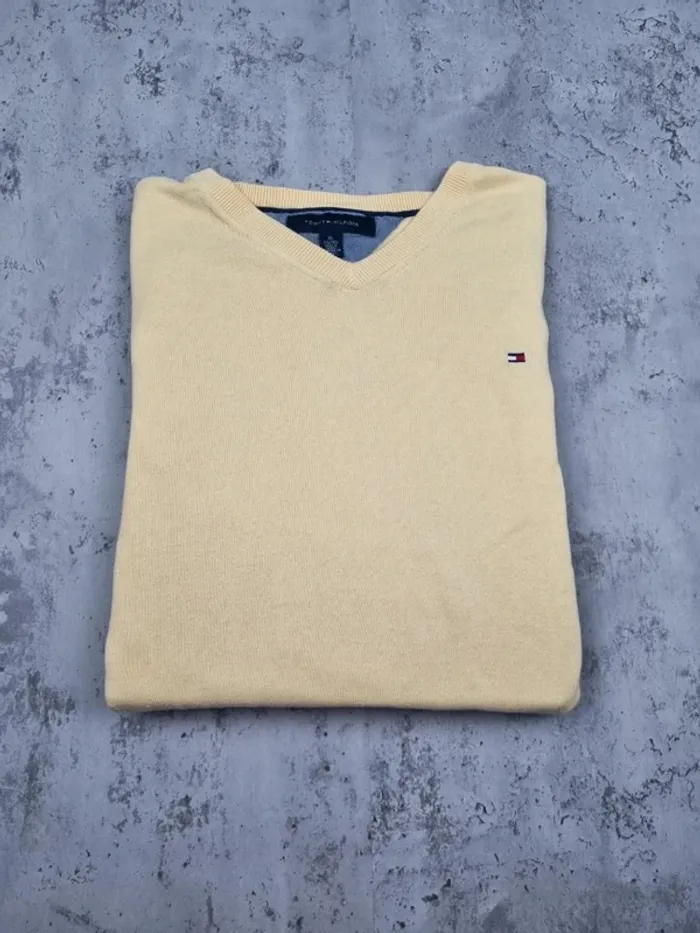 Pull col V Tommy Hilfiger jaune, XL Hommes - photo numéro 2