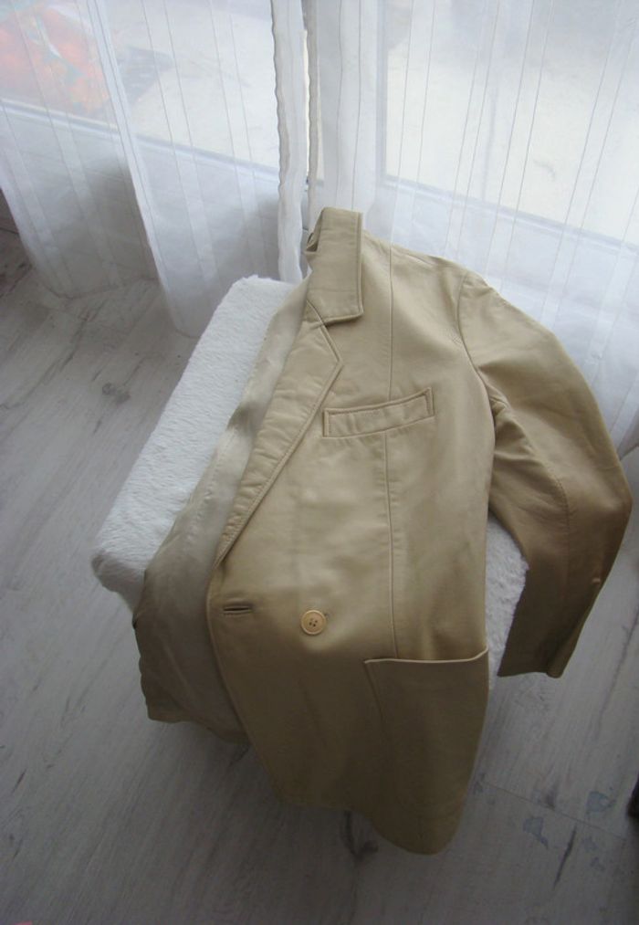 veste cuir beige clair T38 presque neuve - photo numéro 6