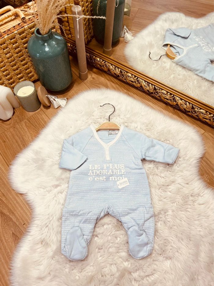 Taille 1 mois pyjama molletonné garçon Absorba bleu ciel * adorable * 💙