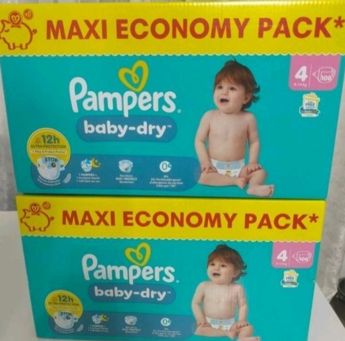 Lot de 2 carton de couches Pampers baby dry taille 4