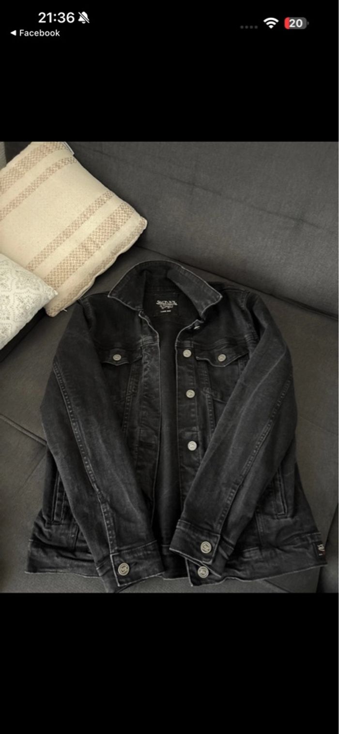 Veste en jean noir délavé - photo numéro 2