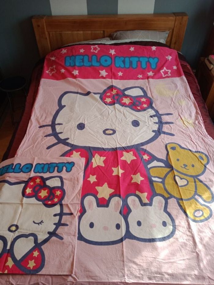 Parure de lit une personne Hello Kitty rose