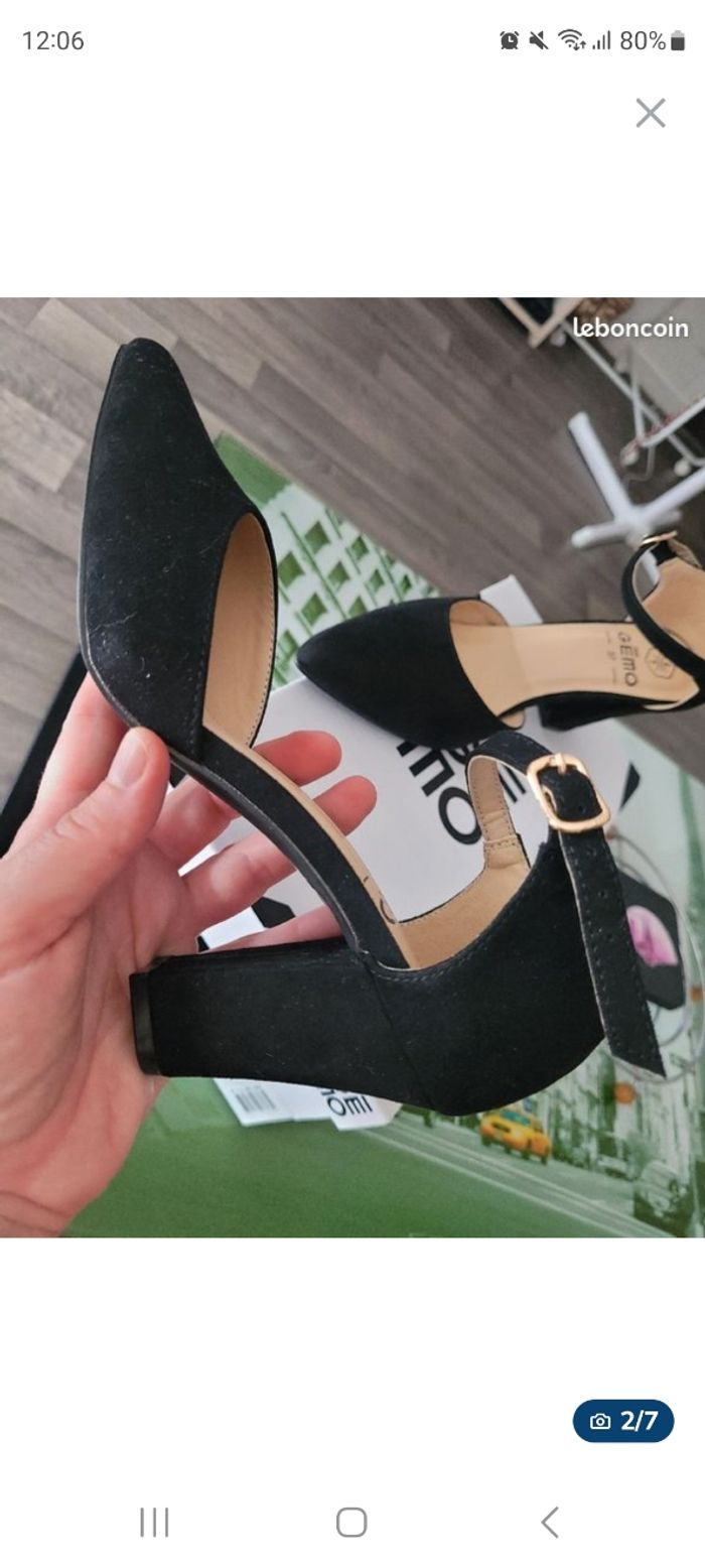 Paire d'escarpin noir à talon Gémo-Pointure 37 - photo numéro 2