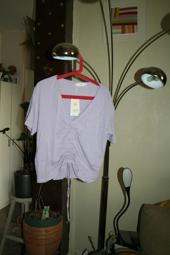 🌸Tee-shirt parme froncé devant Taille 40 "Mango" 🌸