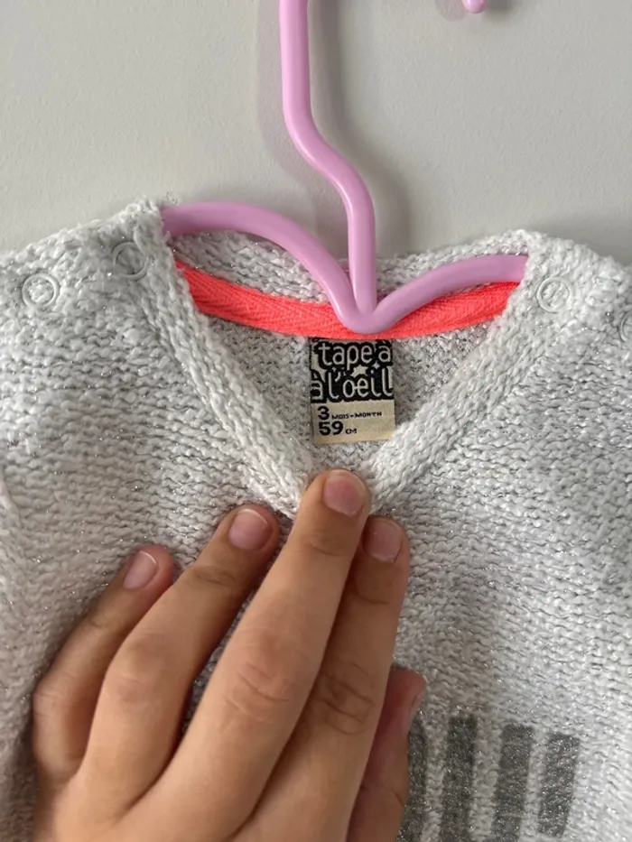 👚 pull - miaou- bébé fille - tape à l’œil - 3 mois - 59 cm - très bon état - photo numéro 4