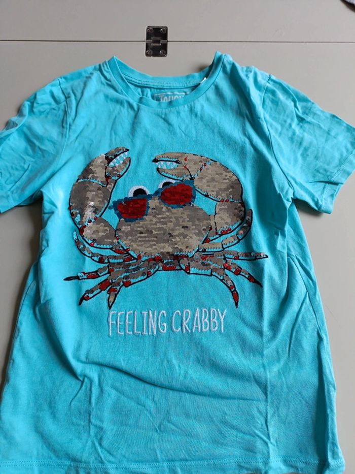 T-shirt touche team crabe paillettes 9 ans