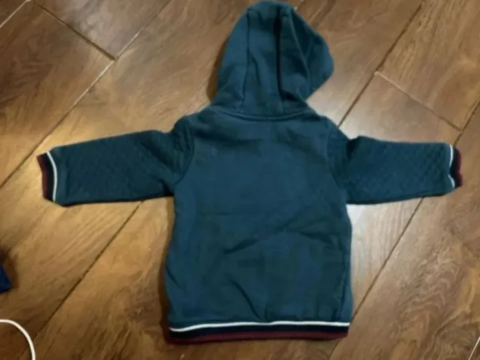 Sweat Pull à capuche garçon bleu canard motif rugby tigre sergent major taille 3 ans 98 cm - photo numéro 3