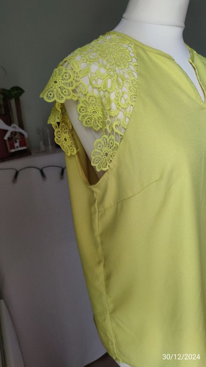Blouse manches  dentelle  jaune - photo numéro 5