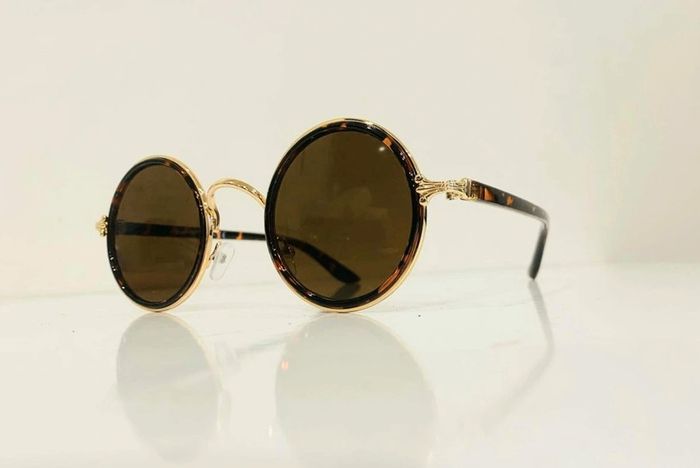 Lunette de soleil mixte ronde marron léopard et dorée uvprotection catégorie 3 - photo numéro 3