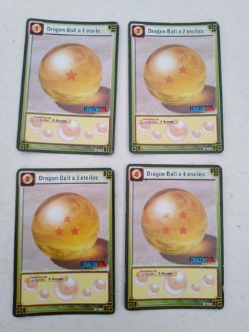 Lot de cartes dragon ball z à 1,2,3 et 4 étoiles, collection, manga D 123, 124,125,126