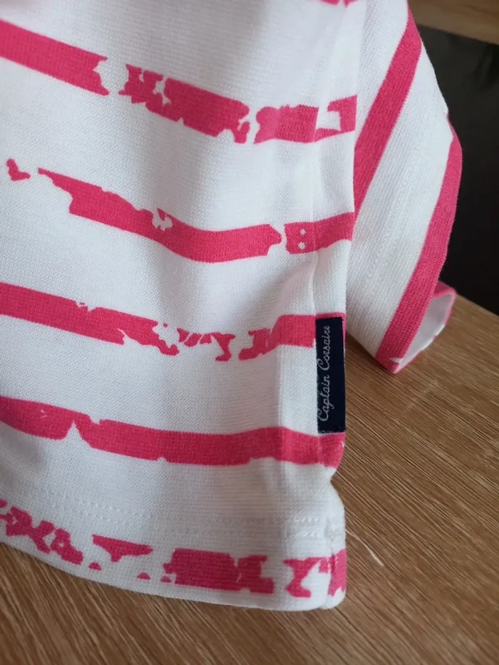 Tee-shirt blanc et rose Femme T.M/L - photo numéro 7