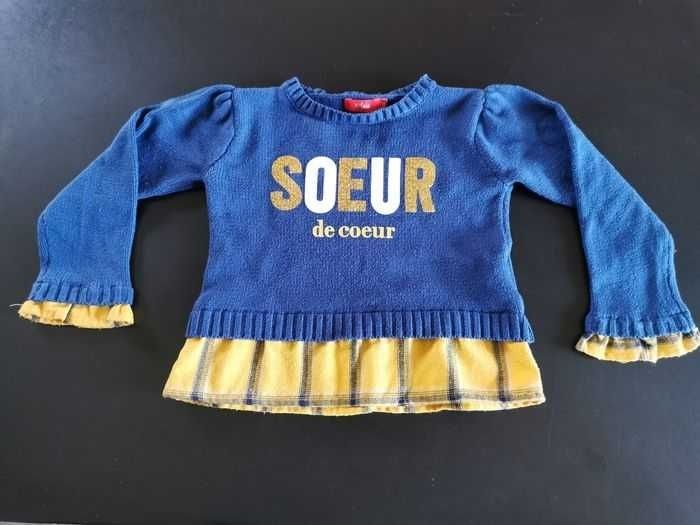 Pull chemise " Soeur de coeur"_fille_4 ans