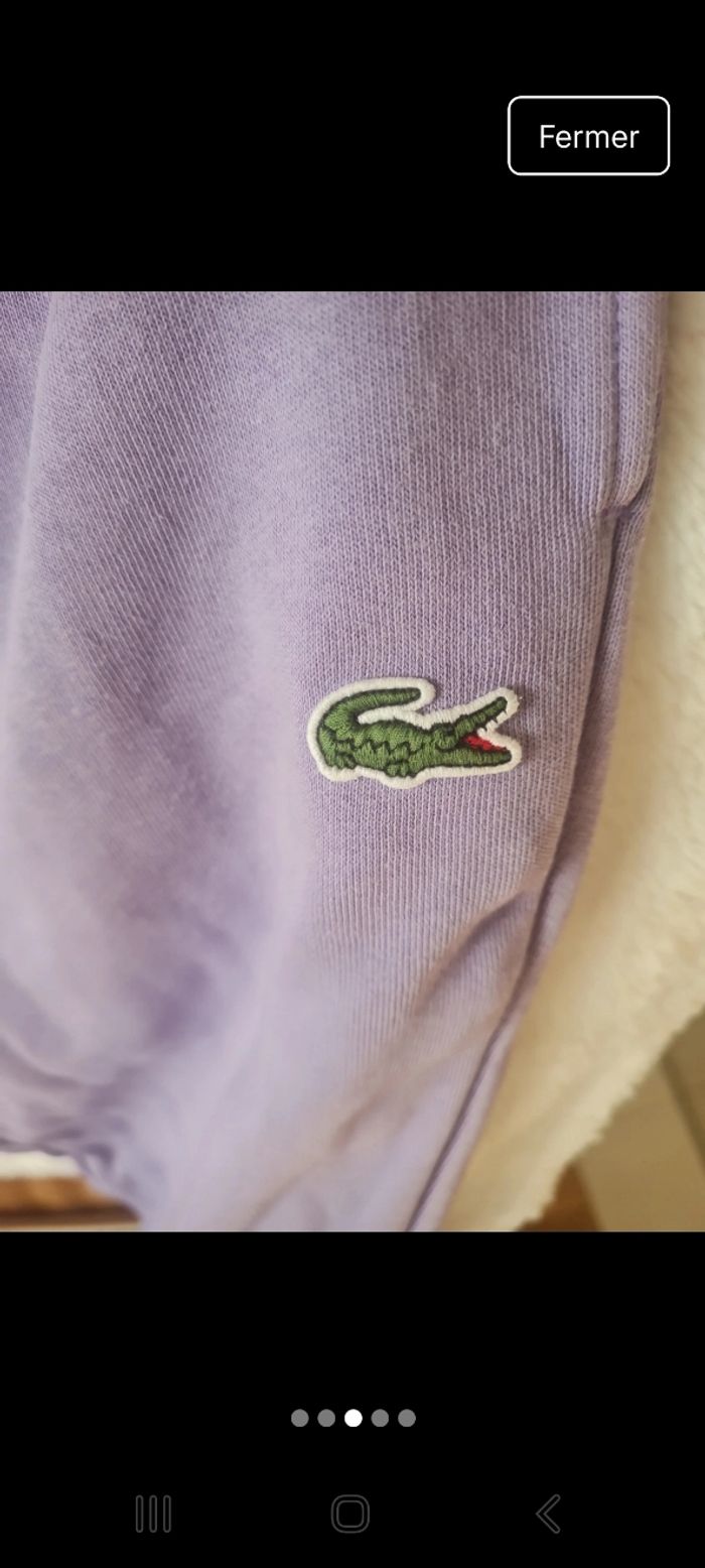 Bas jogging lacoste taille xs lilas - photo numéro 3