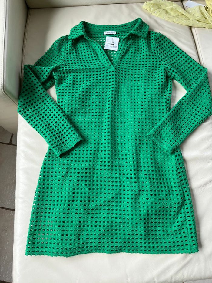 Jolie robe été cache cache taille s deux en un style dentelle vert pour 36 à 38 - photo numéro 3