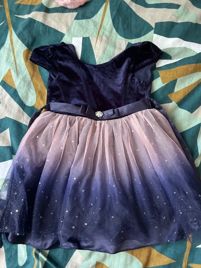 Robe bleu nuit, paillettes enfants