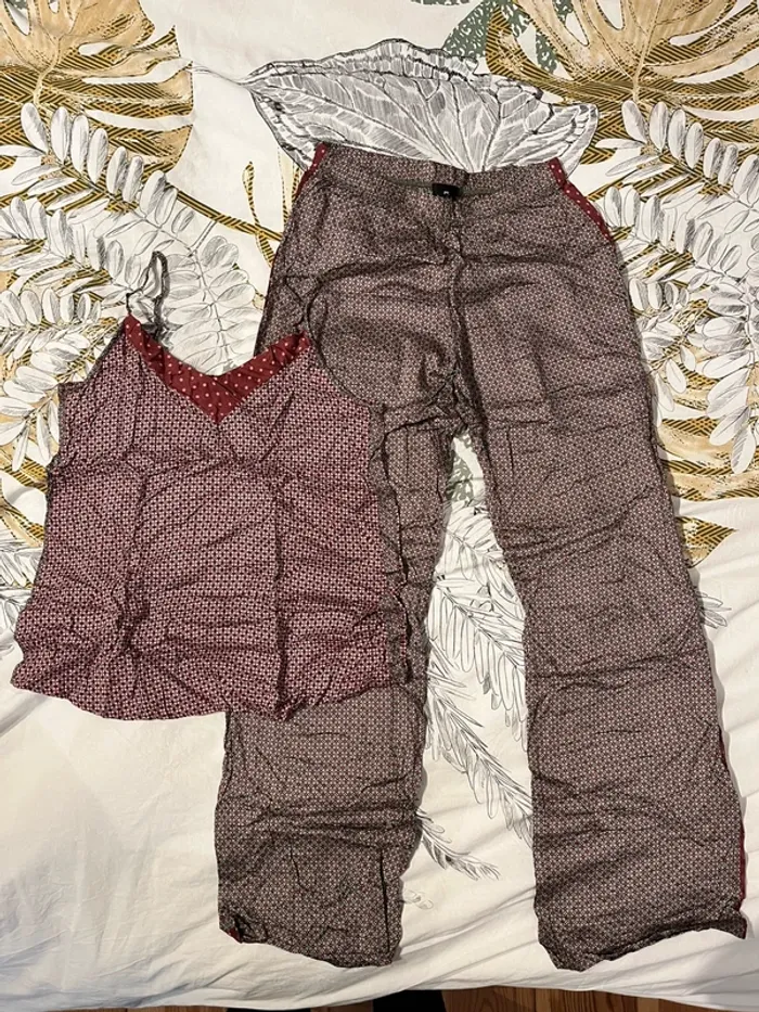 Pyjama Le Chat bordeaux & noir – Taille 40