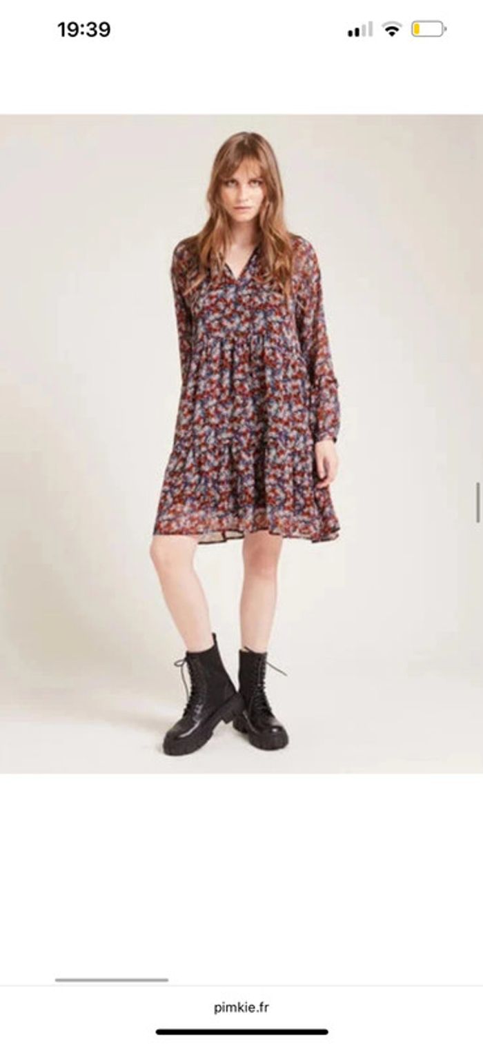 Robe taille M 38 pimkie loose voilage fleurs manches longues - photo numéro 3