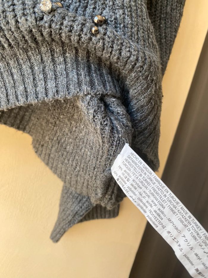 Pull gris strass Stradivarius S - photo numéro 8