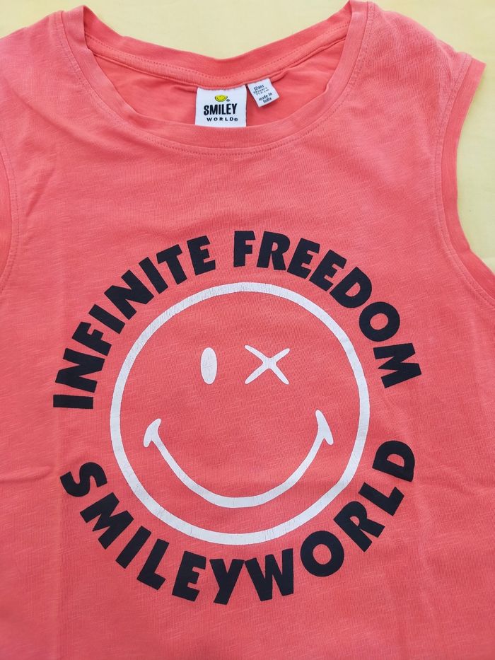 Tee-shirt débardeur corail+short long noir assorti garçon 12ans marque SMILEY WORLD - photo numéro 2