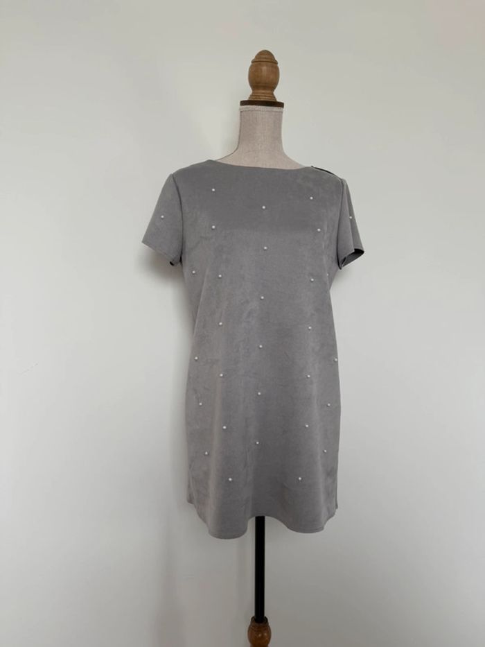 Robe tunique gris perle Kleid dress Vestido Vestito jurk jumpsuit femme volant mujer donna woman