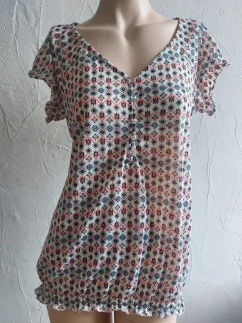 Blouse imprimée colorée à manches courtes