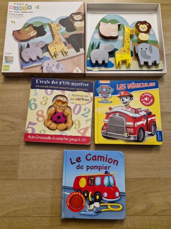 Lot de livres sonores, à toucher et puzzle 2/3 ans