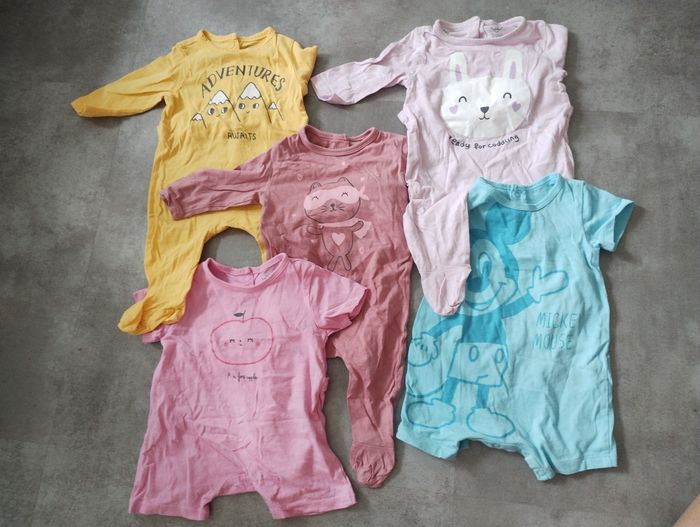 Lot de 5 pyjamas coton 1 mois