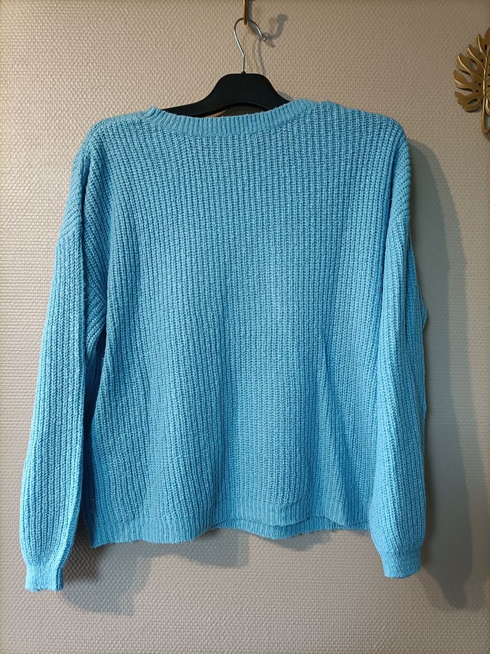 Pull uni bleu turquoise clair - photo numéro 2