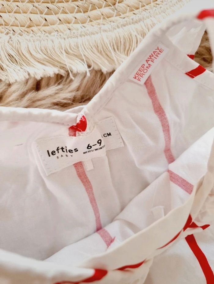 Robe rayées blanche et rouge 6mois 9mois + bandeau - photo numéro 3