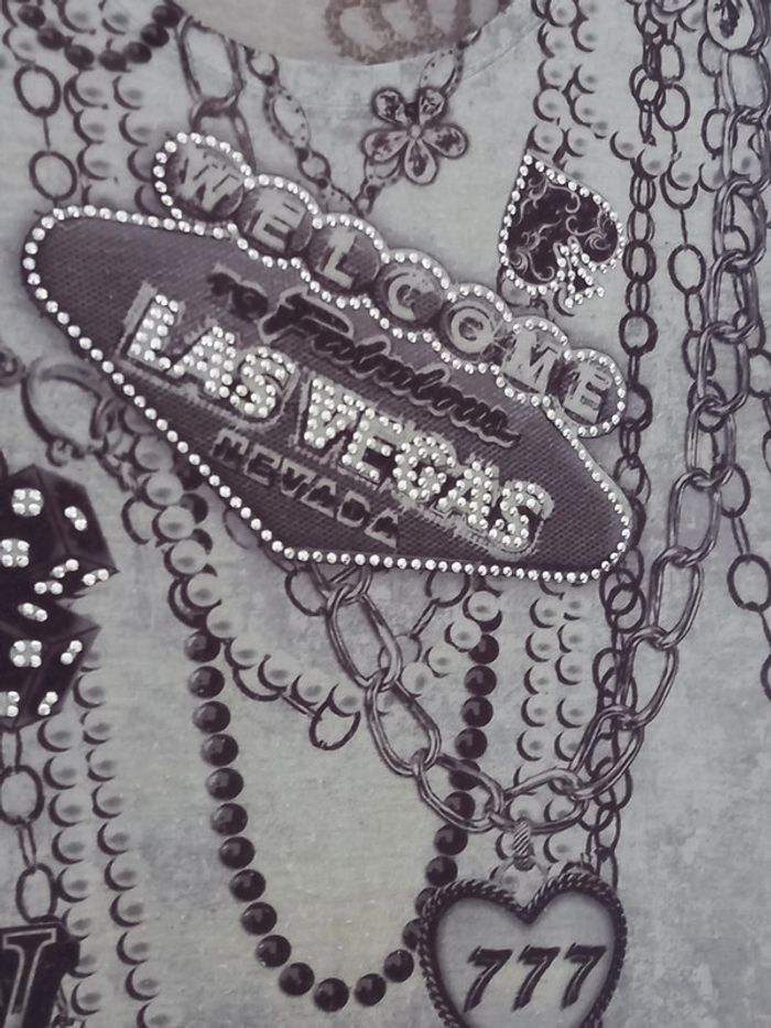 Haut femme gris avec motifs et brillant T: M - photo numéro 2