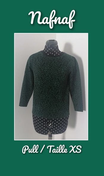 Pull léger noir vert bouteille fleurs Taille XS Nafnaf