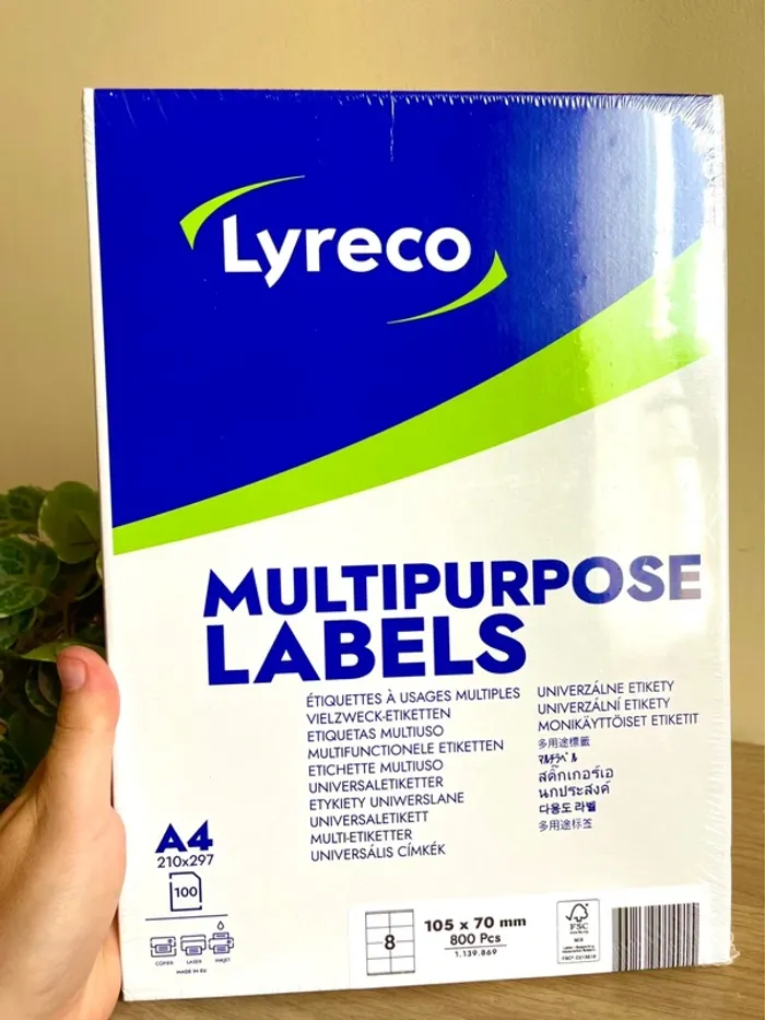 Etiquettes multipurpose Lyreco A4 105 x 70 mm 8 par feuille 800 pcs neuf