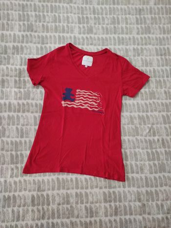 Tee-shirt manches courtes col v rouge lulu castagnette taille s 36