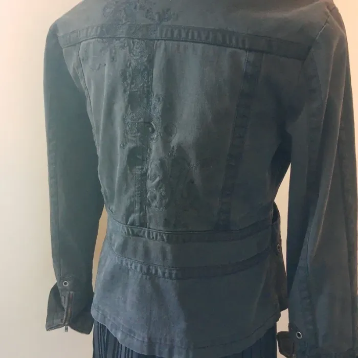 Blouson femme gris en toile coton qualité coupe perfecto Marque Hep taille 3 - photo numéro 10