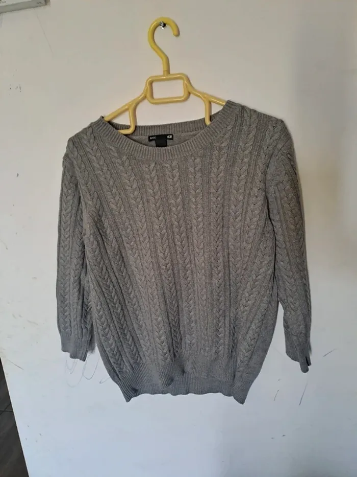 Pull gris tressée H&M Taille L