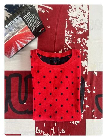 Sweat Tommy Hilfiger à pois rouge et bleu taille M