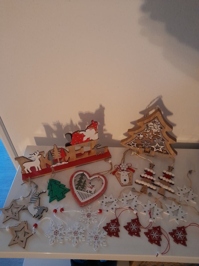 Lot de 23 pièces en bois décoration sapin de Noël - photo numéro 4